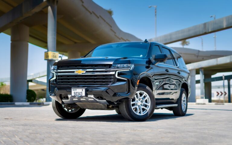 Luxurious black Chevrolet Tahoe 2021 for rent in Dubai combining spacious interior versatile performance and modern design