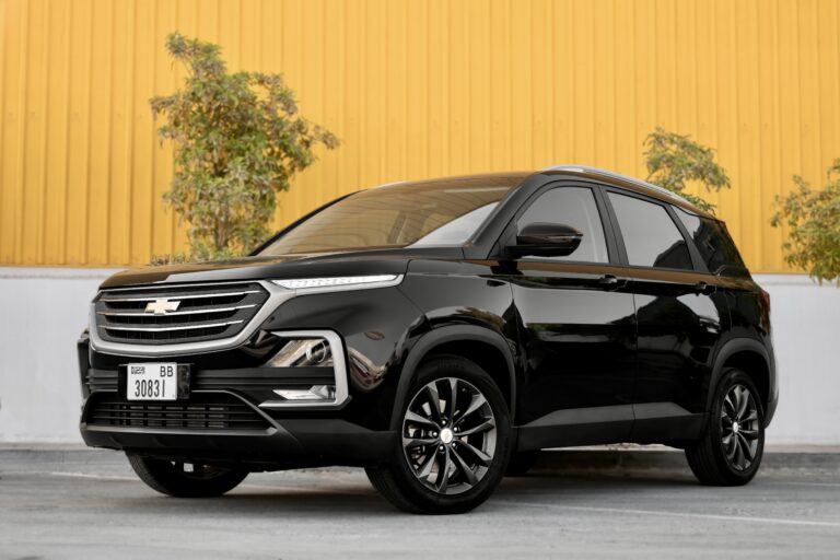 Spacious black Chevrolet Captiva 2023 for rent in Dubai offering modern design advanced features and reliable performance for family or group travel