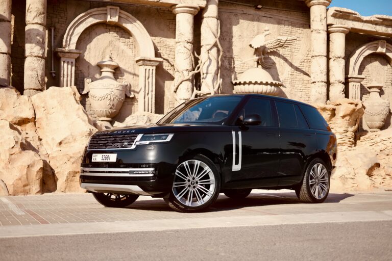 Luxurious black Range Rover Autobiography 2023 for rent in Dubai offering premium comfort advanced technology and powerful performance for an exceptional driving experience