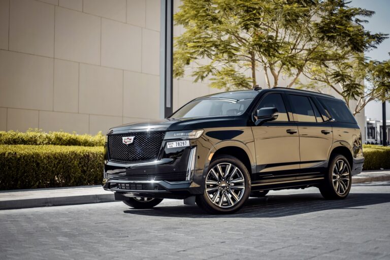 Luxurious black Cadillac Escalade 2023 for rent in Dubai offering premium comfort advanced technology and powerful performance for an exceptional driving experience