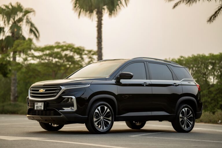 Spacious black Chevrolet Captiva 2023 for rent in Dubai offering modern design advanced features and reliable performance for a comfortable driving experience