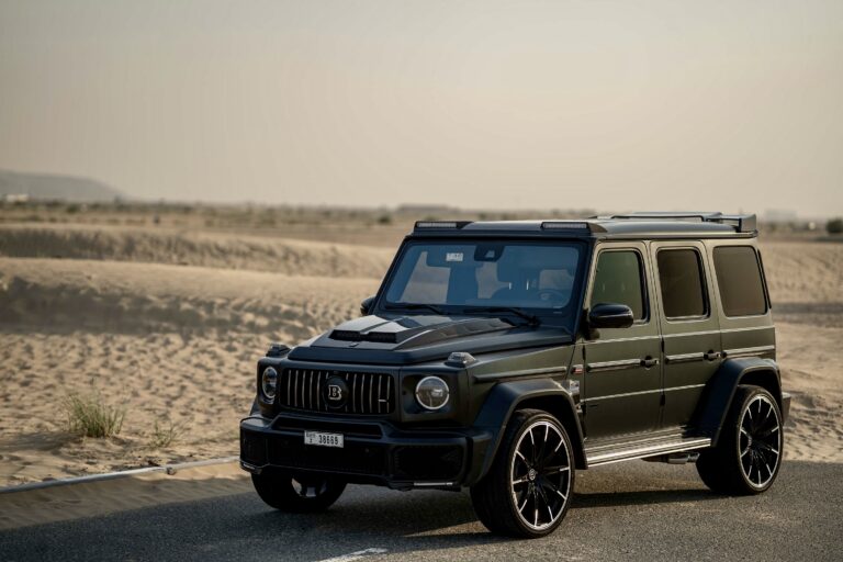 Powerful black Mercedes Brabus G800 for rent in Dubai offering unmatched luxury high-performance engineering and an aggressive design for an elite driving experience