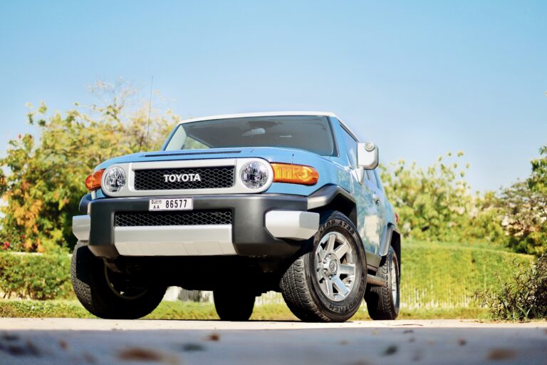 Rugged blue Toyota FJ Cruiser 2023 for rent in Dubai offering exceptional off-road capability durable design and reliable performance for adventurous driving experiences