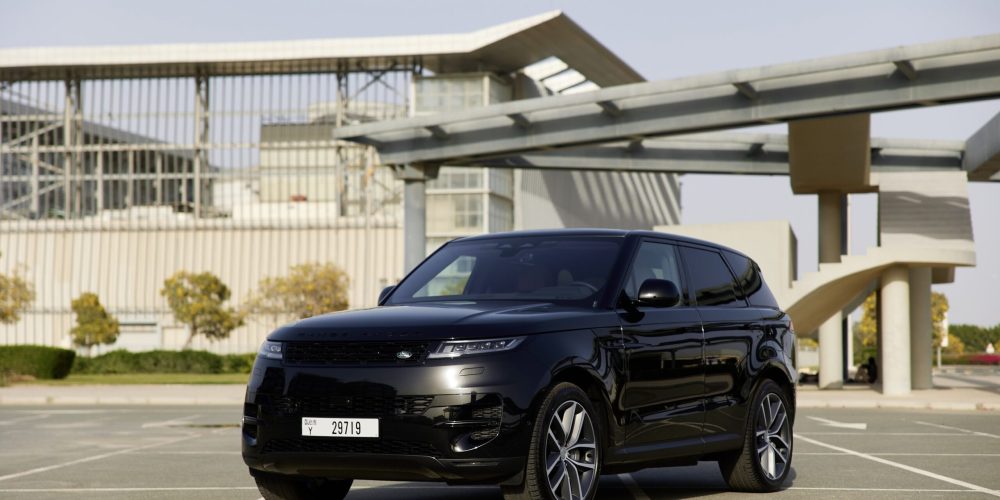 Luxurious black Range Rover Sport 2023 for rent in Dubai combining advanced technology premium comfort and powerful performance