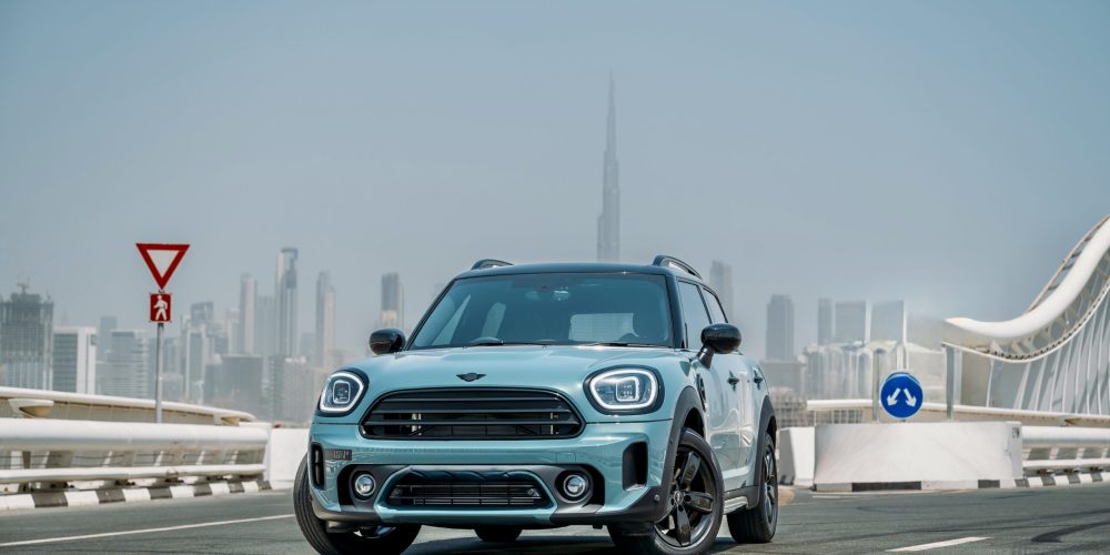 Sleek white Mini Cooper S 2-door 2023 for rent in Dubai offering a compact stylish design with sporty performance and premium comfort