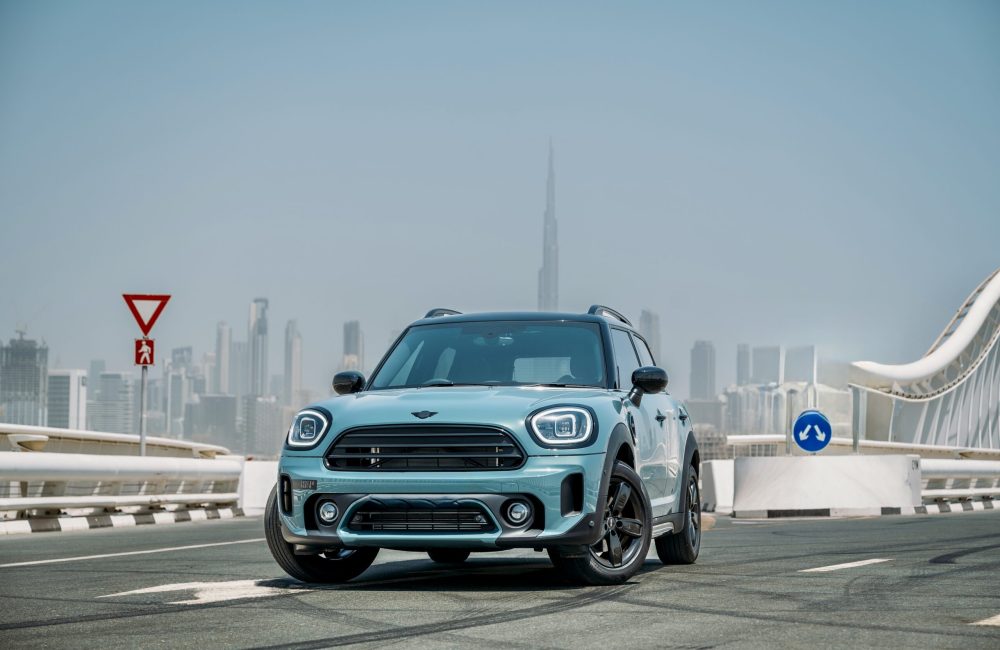 Sleek white Mini Cooper S 2-door 2023 for rent in Dubai offering a compact stylish design with sporty performance and premium comfort