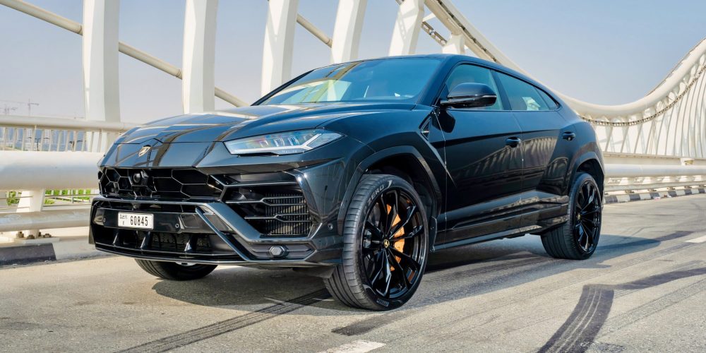 Luxurious black Lamborghini Urus 2020 for rent in Dubai combining supercar performance with SUV versatility and premium comfort