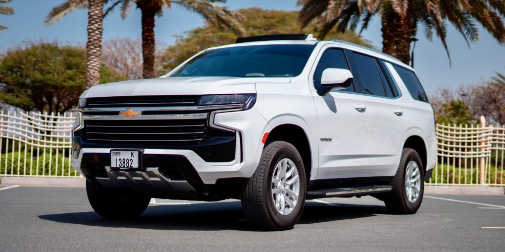 Stylish black Chevrolet Tahoe 2021 for rent in Dubai offering spacious comfort reliable performance and a sleek design