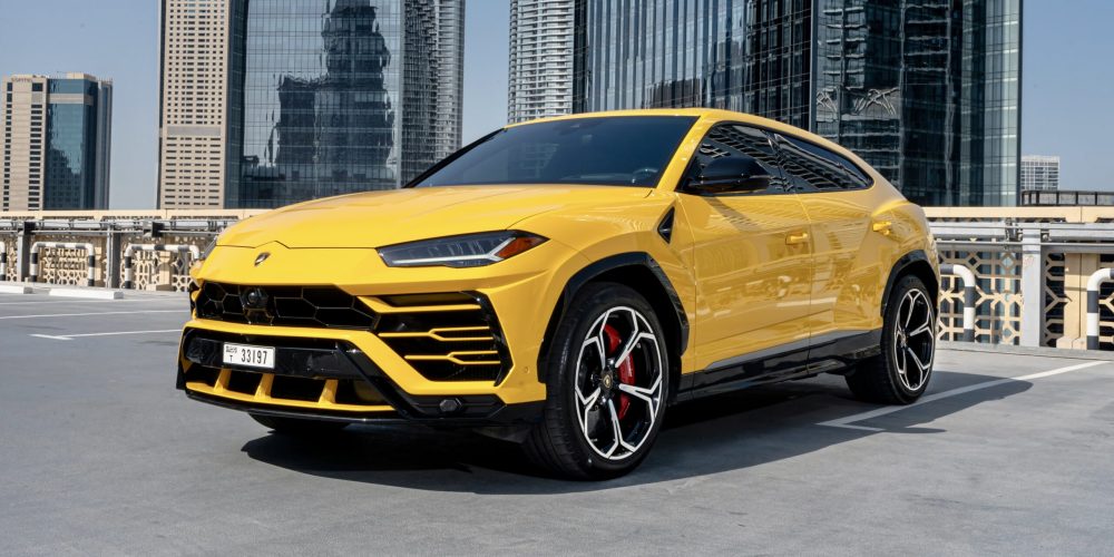 Striking yellow Lamborghini Urus 2020 for rent in Dubai offering supercar performance SUV versatility and unmatched luxury