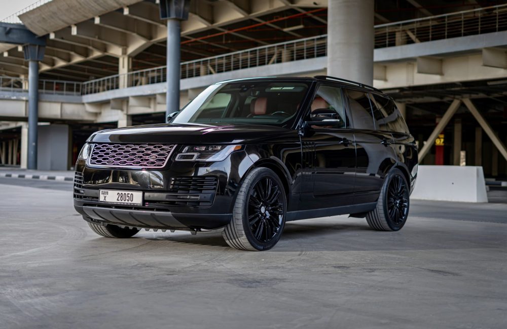 Elegant black Range Rover Vogue 2020 for rent in Dubai offering luxurious comfort advanced features and exceptional performance