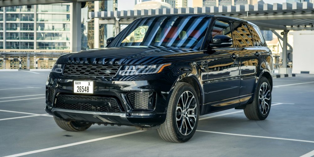 Elegant black Range Rover Sport 2021 for rent in Dubai offering premium comfort advanced technology and dynamic performance