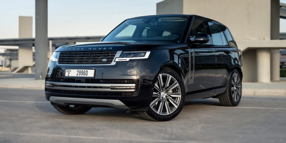 Sophisticated black Range Rover Vogue HSE 2023 for rent in Dubai offering unmatched luxury advanced technology and powerful performance