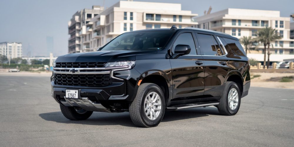 Elegant black Chevrolet Tahoe 2023 for rent in Dubai offering premium comfort advanced features and powerful performance