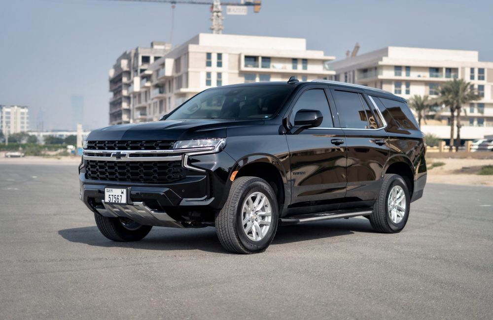 Elegant black Chevrolet Tahoe 2023 for rent in Dubai offering premium comfort advanced features and powerful performance