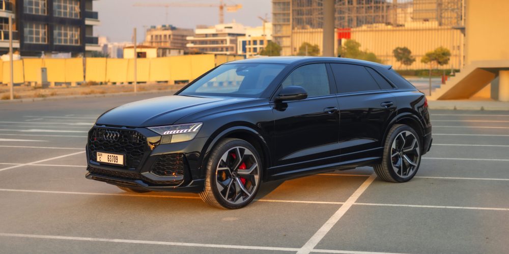 Exclusive black Audi RSQ8 2023 for rent in Dubai combining luxury style and exceptional performance