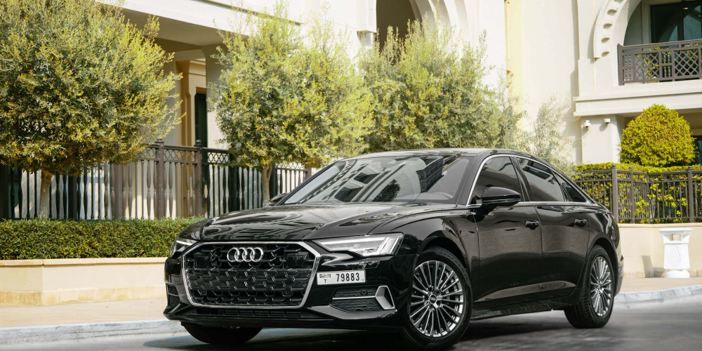 Luxurious black Audi A6 for rent in Dubai offering premium comfort advanced technology and smooth performance for an exceptional driving experience