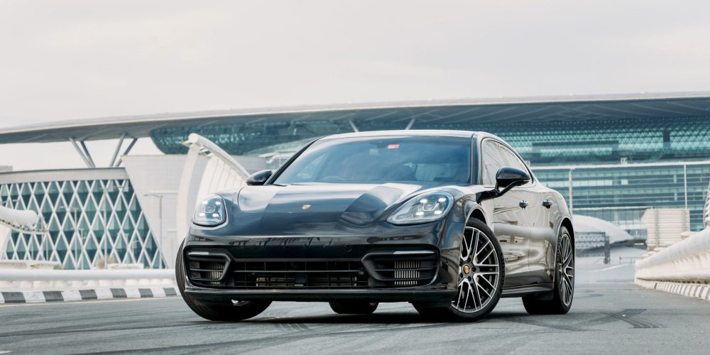 Elegant black Porsche Panamera 2021 for rent in Dubai offering luxury comfort advanced features and exceptional performance