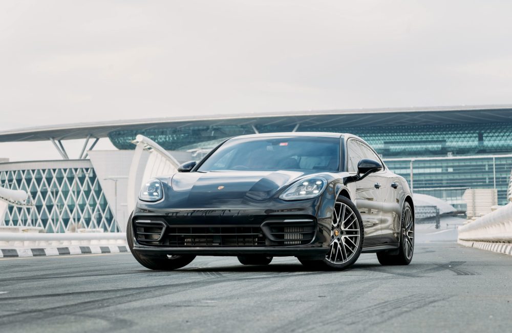 Elegant black Porsche Panamera 2021 for rent in Dubai offering luxury comfort advanced features and exceptional performance