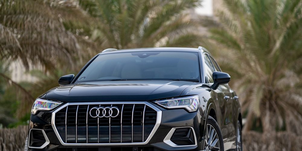 Sleek black Audi Q3 for rent in Dubai offering a perfect combination of luxury advanced technology and dynamic performance for a comfortable and stylish driving experience