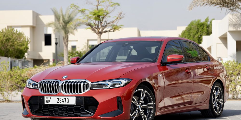 Sporty red BMW 320 2024 for rent in Dubai offering a perfect blend of luxury advanced technology and dynamic performance for an exceptional driving experience