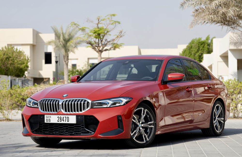 Sporty red BMW 320 2024 for rent in Dubai offering a perfect blend of luxury advanced technology and dynamic performance for an exceptional driving experience