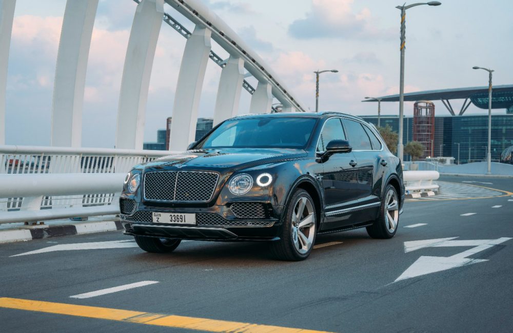 Elegant black Bentley Bentayga 2019 for rent in Dubai offering luxury and superior driving experience