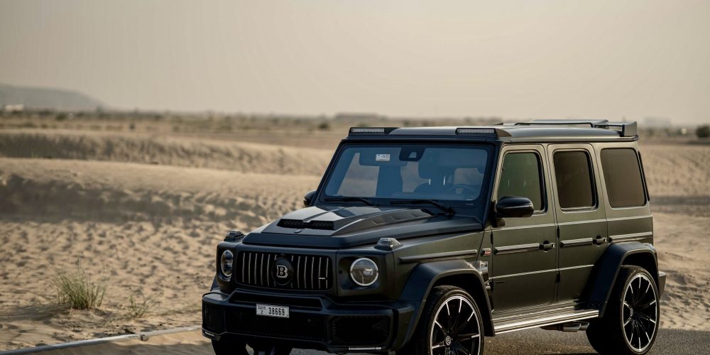 Powerful black Mercedes Brabus G800 for rent in Dubai offering unmatched luxury high-performance engineering and an aggressive design for an elite driving experience