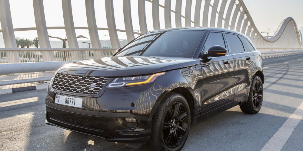 Sleek black Range Rover Velar 2020 for rent in Dubai offering luxurious comfort advanced technology and refined performance