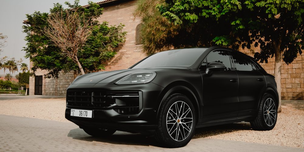 Luxurious black Porsche Cayenne 2024 for rent in Dubai offering powerful performance advanced technology and premium comfort for an exceptional driving experience