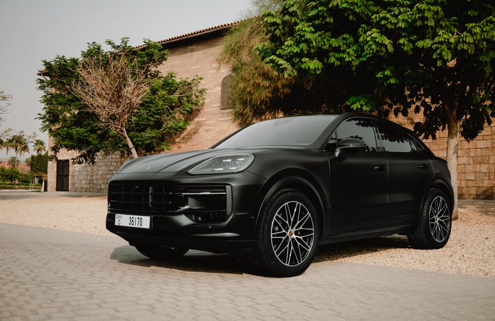 Luxurious black Porsche Cayenne 2024 for rent in Dubai offering powerful performance advanced technology and premium comfort for an exceptional driving experience